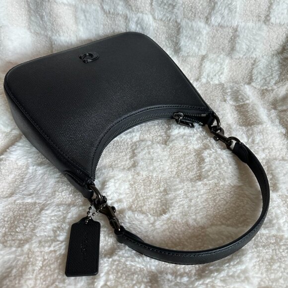 NWT! Coach CJ842 Black Hobo Crossbody with Multiple Straps Crossgrain Leather - Picture 6 of 11